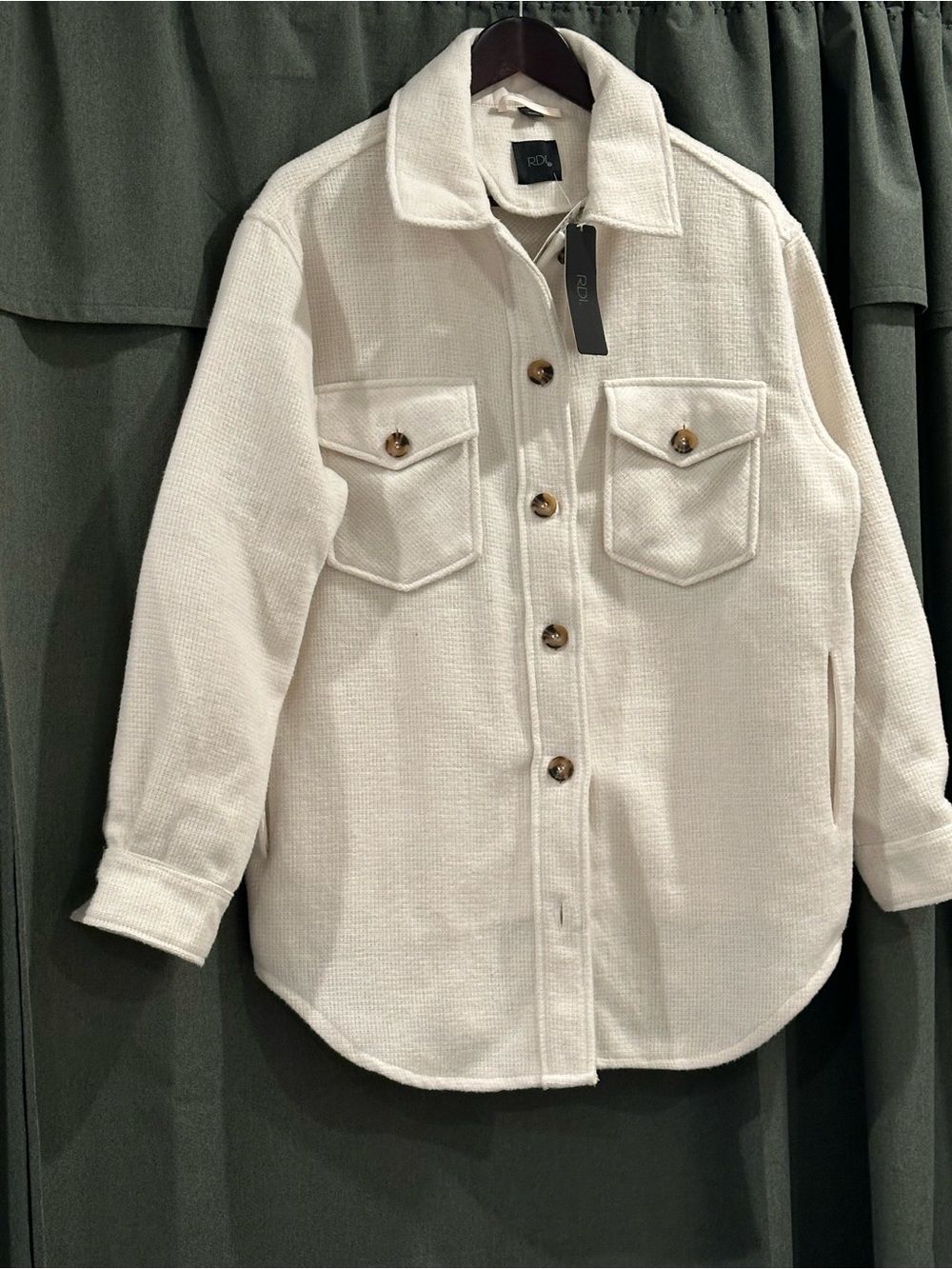 RDI Cream Button-Front Shacket Jacket
